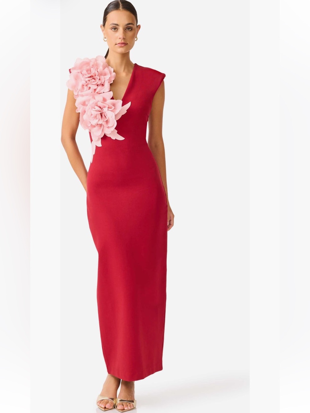 elliatt zahara red & pink 3d flower detail maxi gown dress size large NEW - Picture 17 of 17